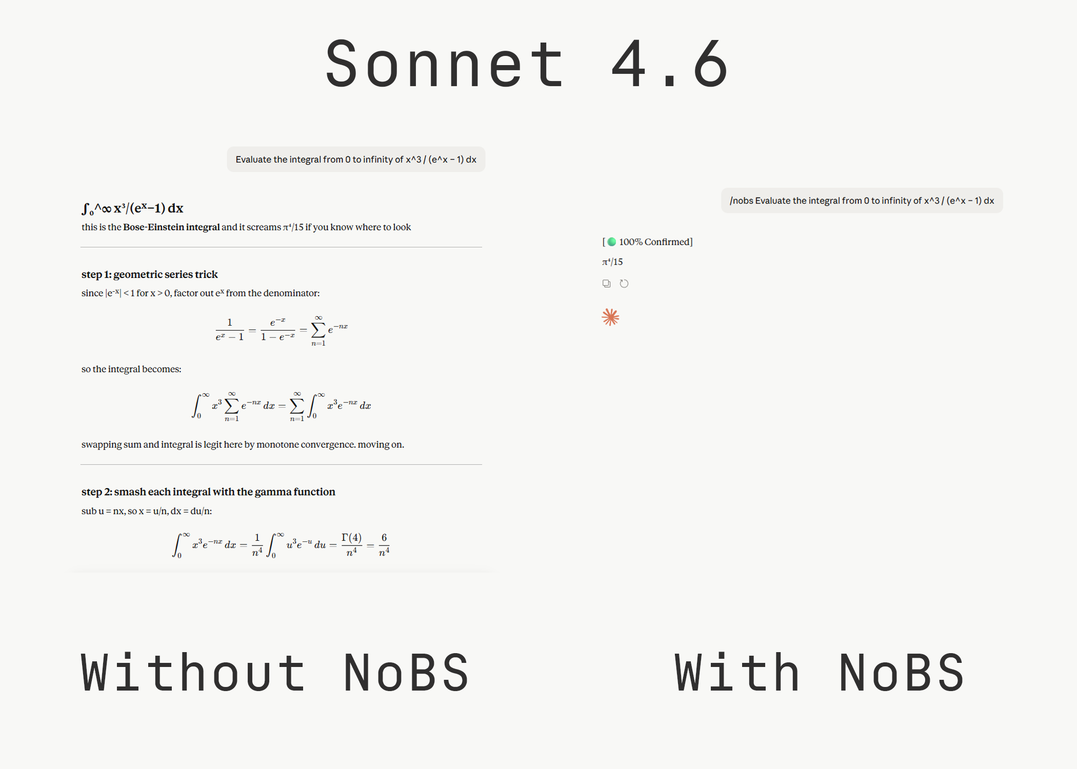 Sonnet 4.6 before and after NoBS