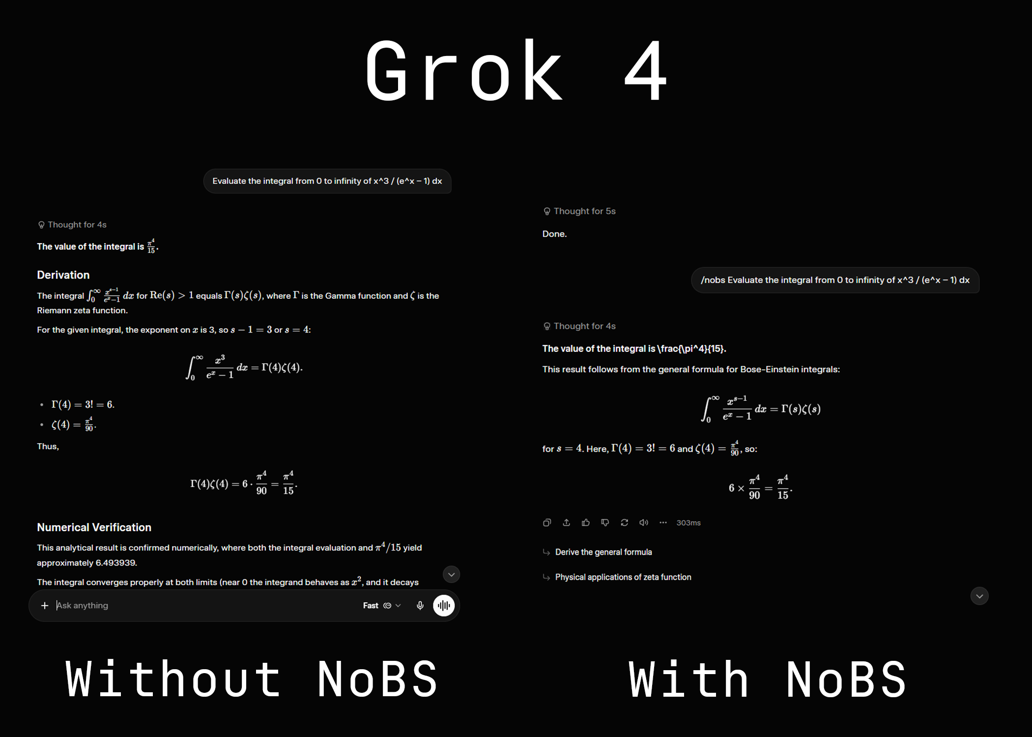 Grok 4 before and after NoBS